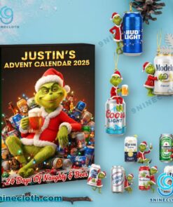 Grinch 24 Days Of Naughty And Beer Personalized Advent Calendar 2025 TzBRQ2v