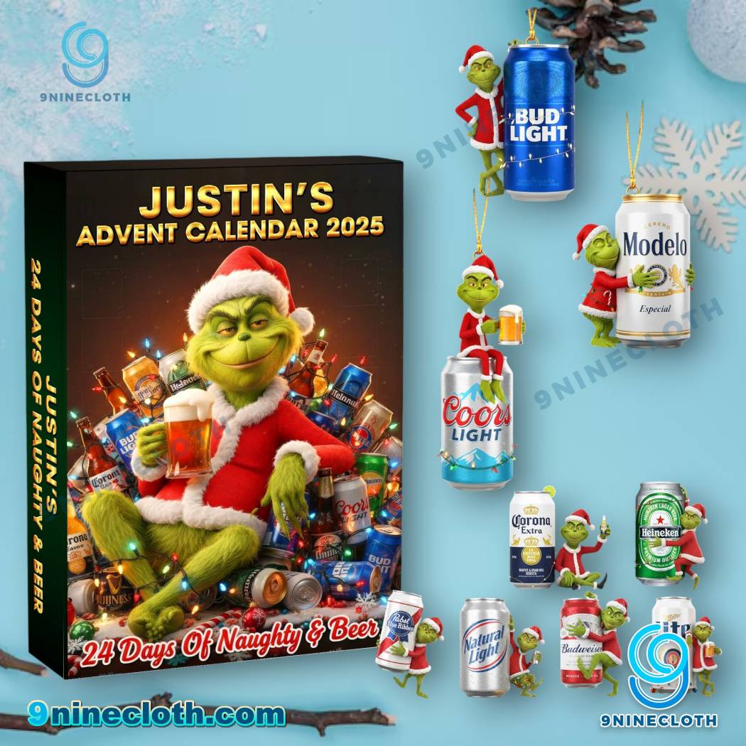 Grinch 24 Days Of Naughty And Beer Personalized Advent Calendar 2025 TzBRQ2v