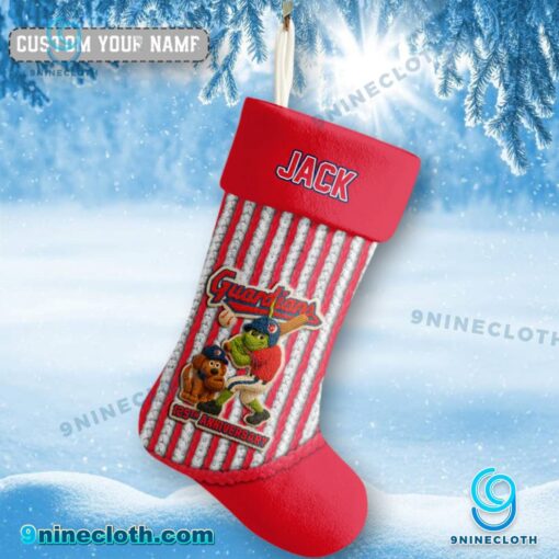 Grinch And Max Cleveland Guardians 125th Anniversary Personalized Christmas Stocking A1lPDiF