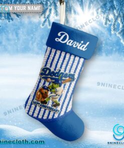 Grinch And Max Los Angeles Dodgers 143rd Anniversary Personalized Christmas Stocking expEanz