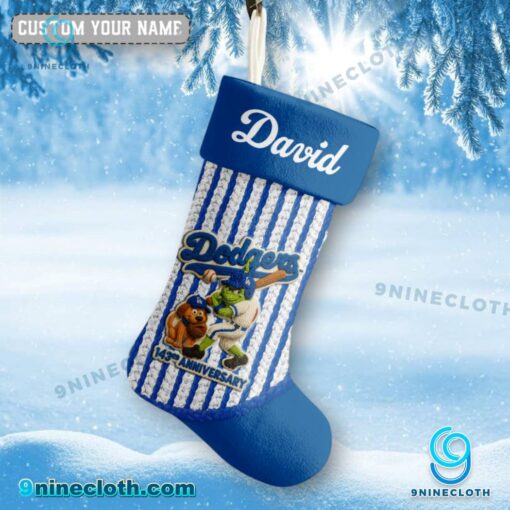 Grinch And Max Los Angeles Dodgers 143rd Anniversary Personalized Christmas Stocking expEanz