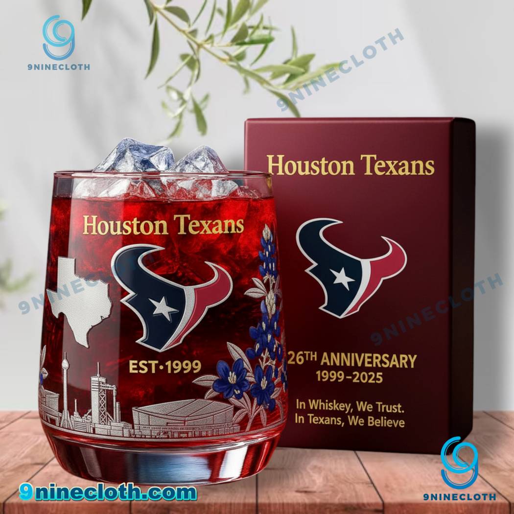 Houston Texans 26th Anniversary 1999-2025 Whiskey Glass ymC8rSk