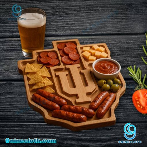 Indiana Hoosiers NCAA Wooden Charcuterie Board GmUcLS8