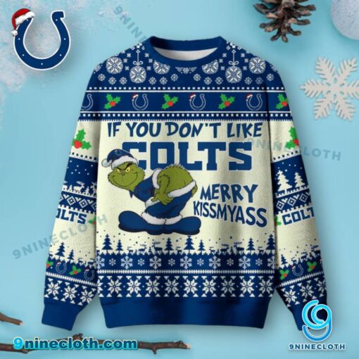 Indianapolis Colts Grinch Merry Kissmyass Ugly Christmas Sweater aW4t5YO
