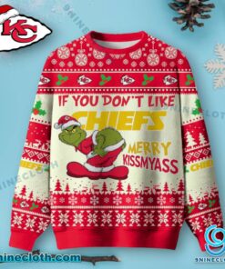 Kansas City Chiefs Grinch Merry Kissmyass Ugly Christmas Sweater Tya769m