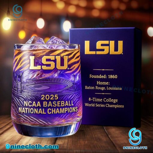 LSU Tigers 2025 NCAA Baseball National Champions Whiskey Glass IEUyd0B