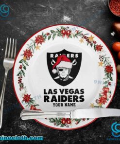 Las Vegas Raiders Christmas Personalized Ceramic Plate 0VueEg2