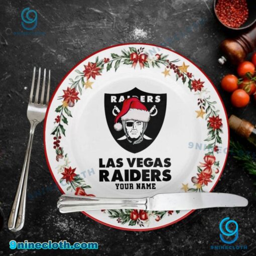 Las Vegas Raiders Christmas Personalized Ceramic Plate 0VueEg2