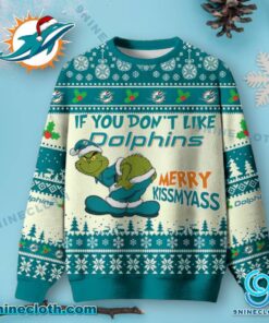 Miami Dolphins Grinch Merry Kissmyass Ugly Christmas Sweater BQZctTR