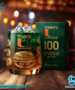 Miami Hurricanes 100th Anniversary 1926-2026 Whiskey Glass JmW8fXS