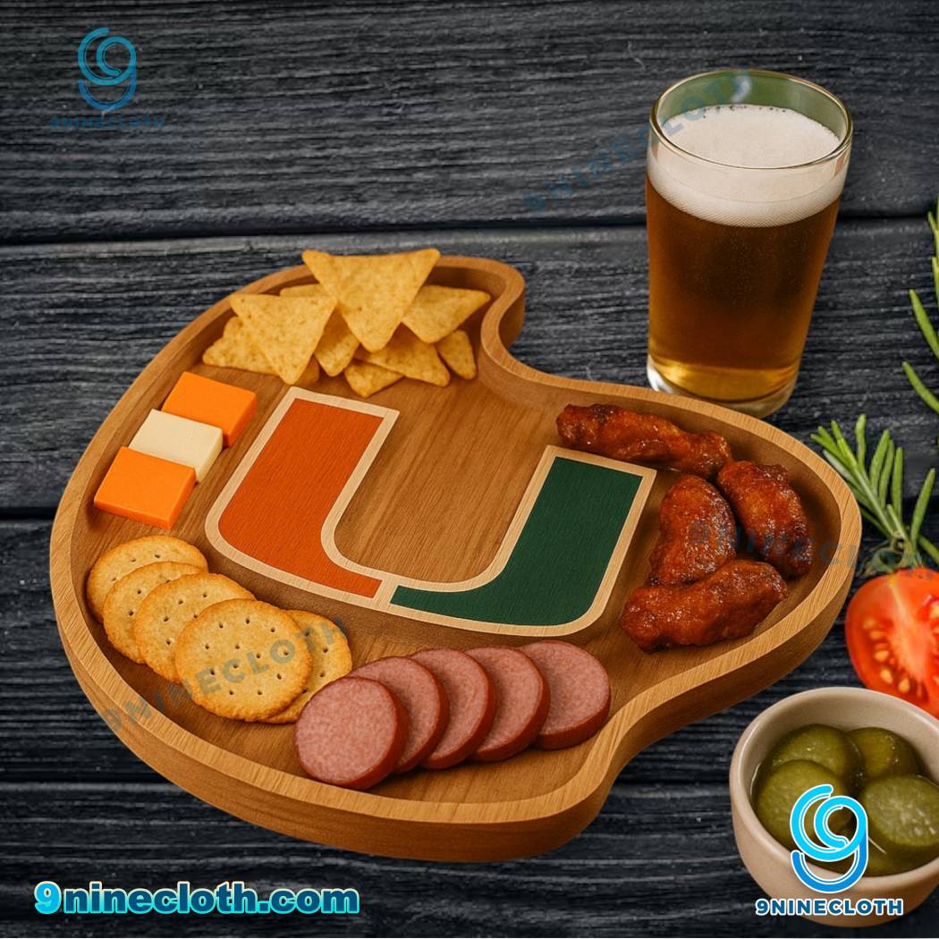 Miami Hurricanes NCAA Wooden Charcuterie Board 5oVA4tq