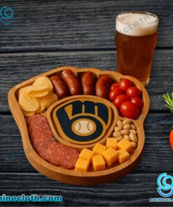Milwaukee Brewers MLB Wooden Charcuterie Board 0raPjhI