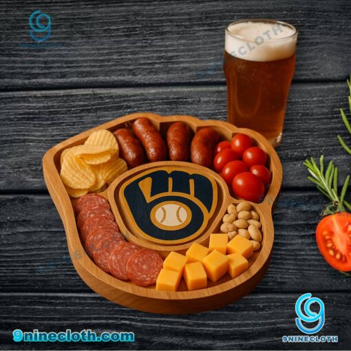 Milwaukee Brewers MLB Wooden Charcuterie Board 0raPjhI