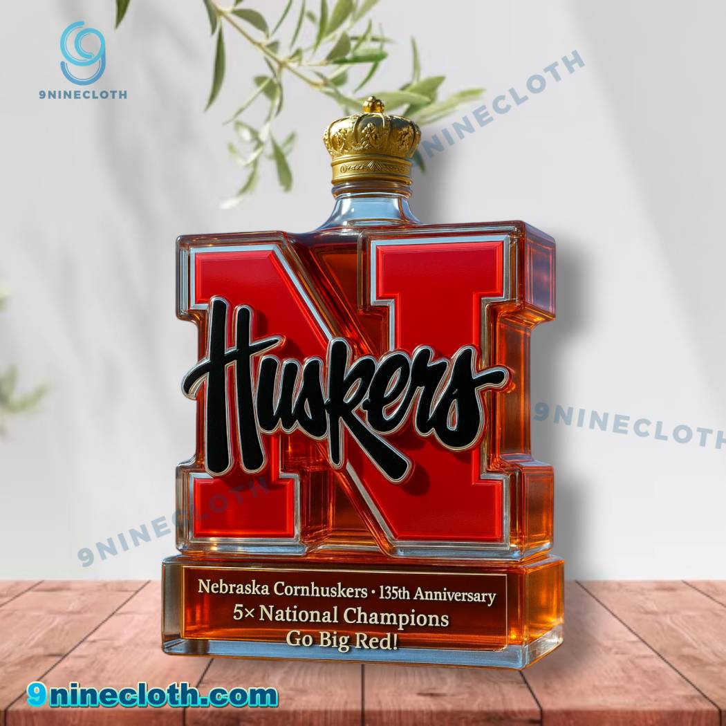 Nebraska Cornhuskers 135th Anniversary 5x National Champions Whiskey Bottle Zq2TXwI