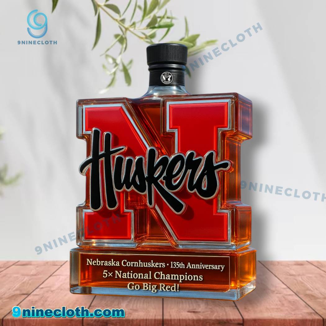 Nebraska Cornhuskers 135th Anniversary 5x National Champions Whiskey Bottle-a JoaEbWf