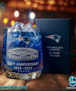 New England Patriots 66th Anniversary 1959-2025 Whiskey Glass 7eGUcTF