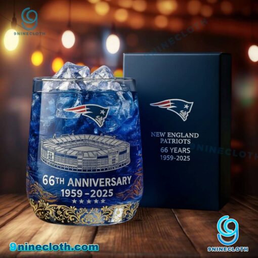 New England Patriots 66th Anniversary 1959-2025 Whiskey Glass 7eGUcTF