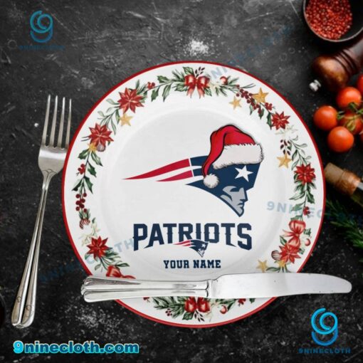 New England Patriots Christmas Personalized Ceramic Plate 5aGfI2g