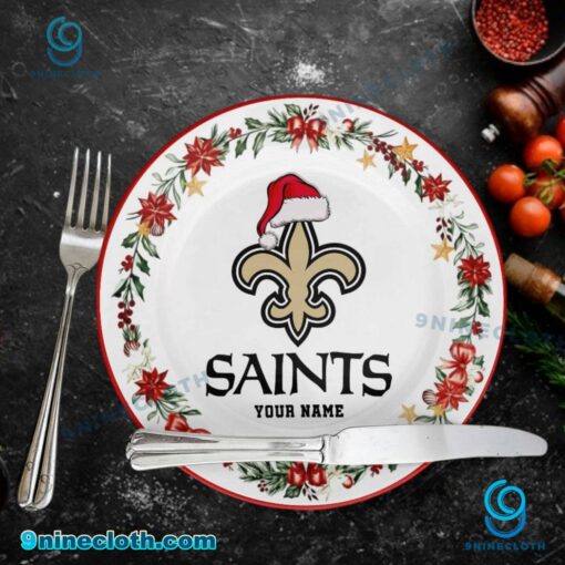 New Orleans Saints Christmas Personalized Ceramic Plate h1otzaV