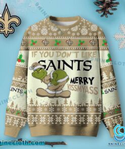 New Orleans Saints Grinch Merry Kissmyass Ugly Christmas Sweater Sv7O698