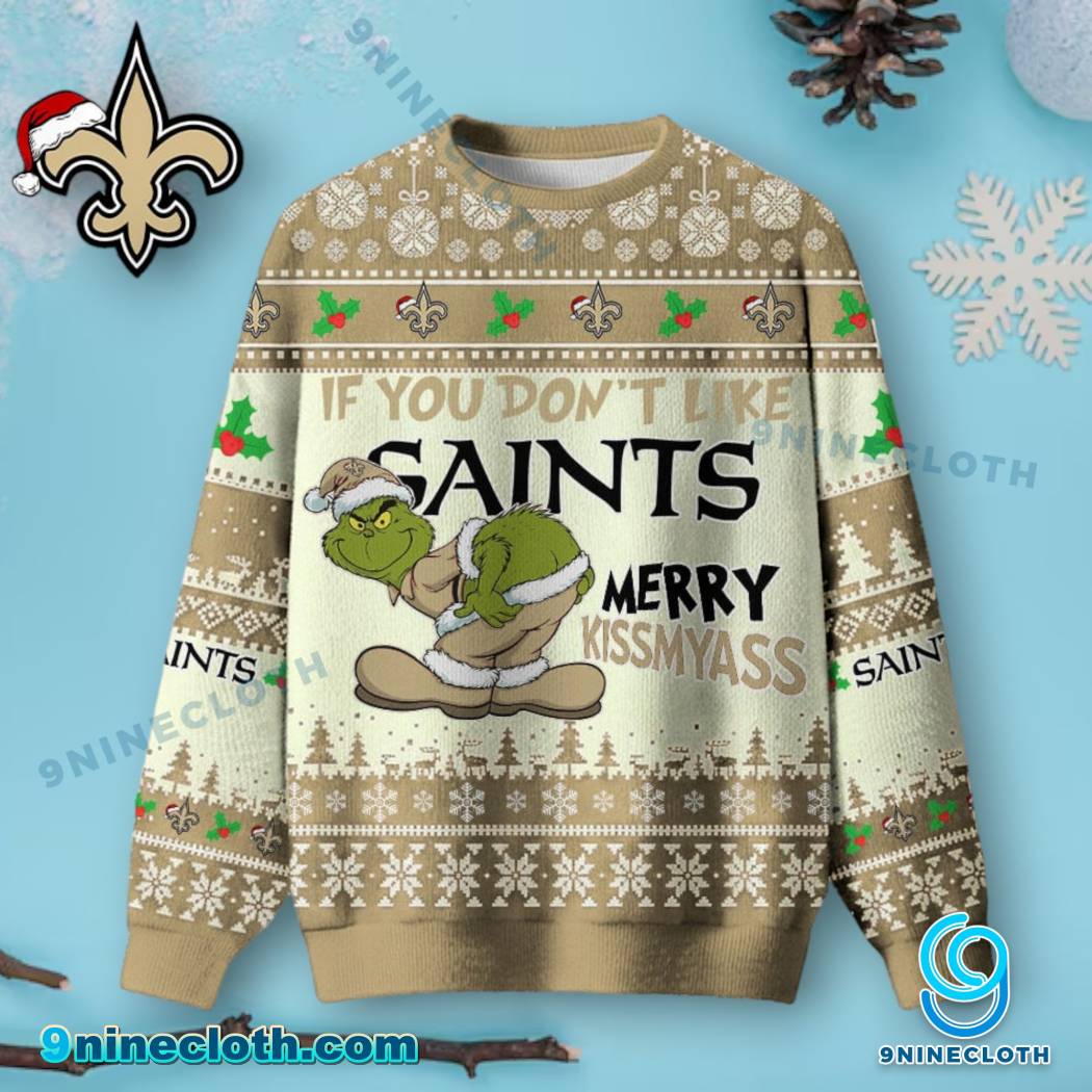 New Orleans Saints Grinch Merry Kissmyass Ugly Christmas Sweater Sv7O698