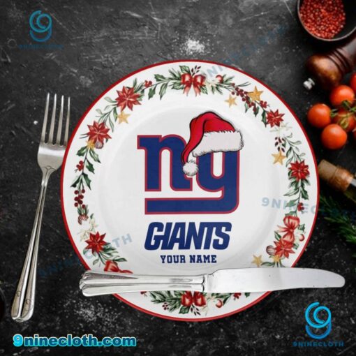 New York Giants Christmas Personalized Ceramic Plate L9jJn6R