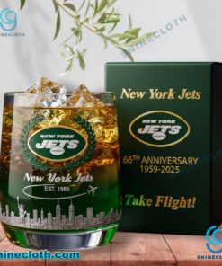 New York Jets 66th Anniversary 1959-2025 Take Flight Whiskey Glass bH2WPRD