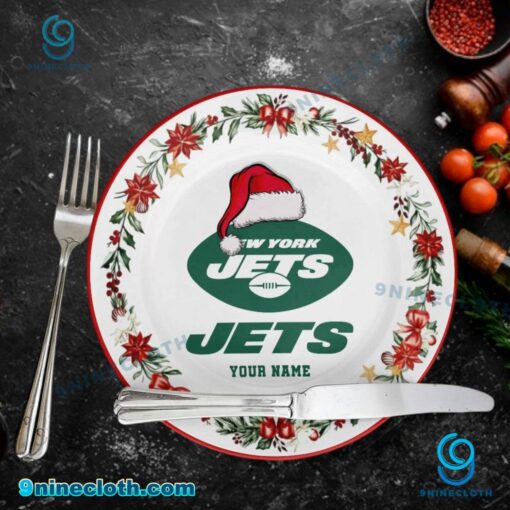 New York Jets Christmas Personalized Ceramic Plate y3a2Sl5
