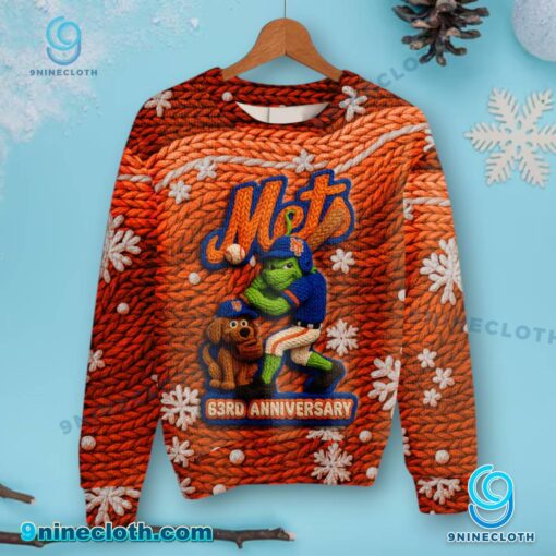 New York Mets 63rd Anniversary Christmas Sweater utGY4dq