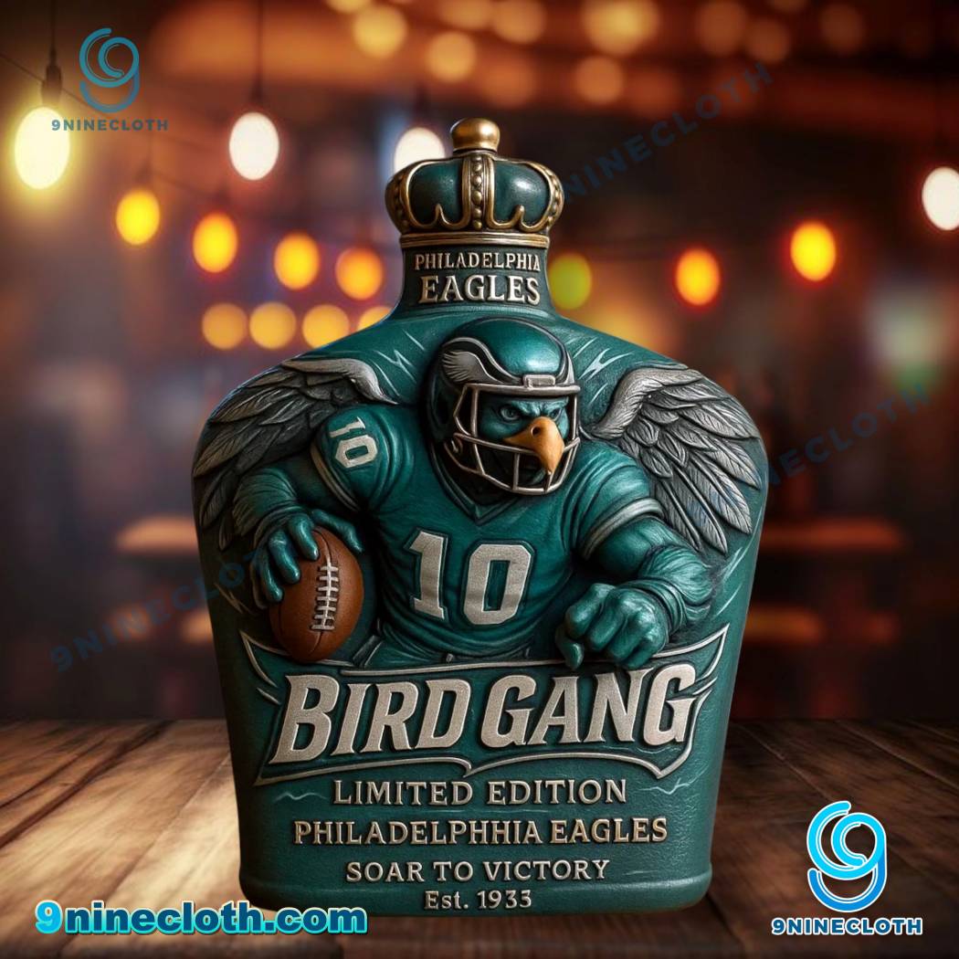 Philadelphia Eagles Bird Gang Soar To Victory Whiskey Bottle 4398kSY