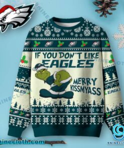 Philadelphia Eagles Grinch Merry Kissmyass Ugly Christmas Sweater UwQchMo