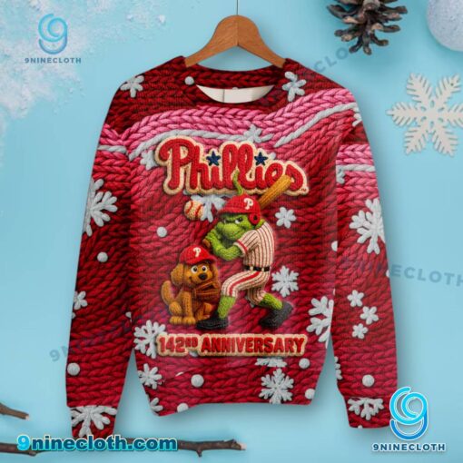 Philadelphia Phillies 142nd Anniversary Christmas Sweater 9CRsP8V