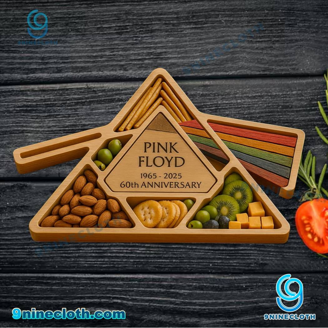 Pink Floyd 1965-2025 60th Anniversary Wooden Charcuterie Board NcZOGTi