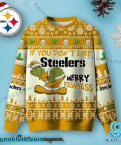 Pittsburgh Steelers Grinch Merry Kissmyass Ugly Christmas Sweater 4w278gK