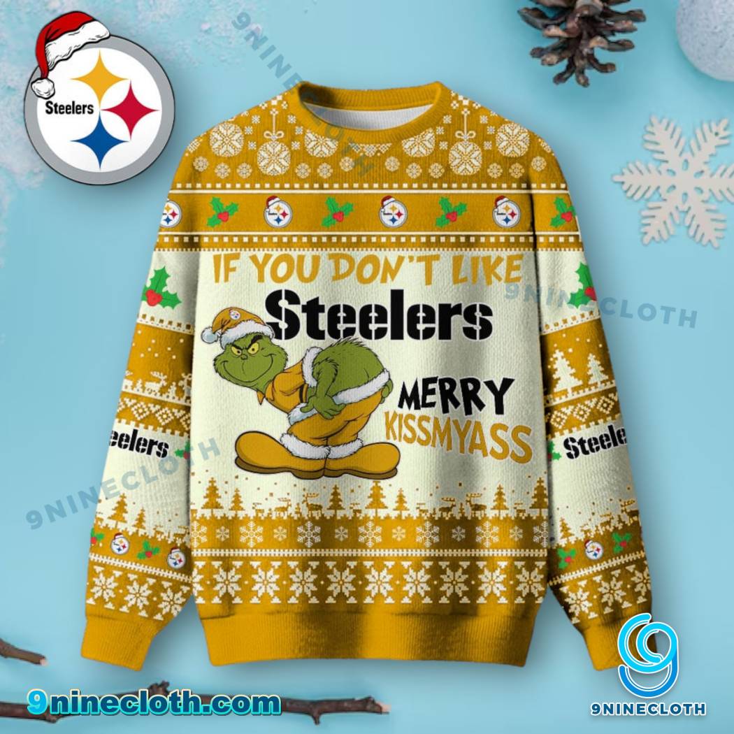 Pittsburgh Steelers Grinch Merry Kissmyass Ugly Christmas Sweater 4w278gK