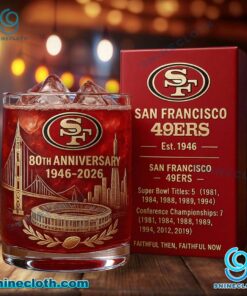 San Francisco 49ers 80th Anniversary 1946-2026 Whiskey Glass ER94FtW