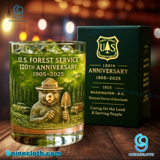 Smokey Bear U.S. Forest Service 120th Anniversary 1905-2025 Whiskey Glass PQAaYUl