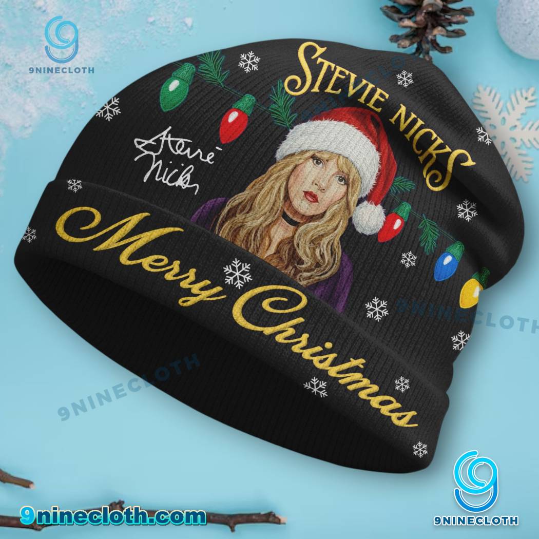 Stevie Nicks Merry Christmas Beanie Hat-a nms5ehl