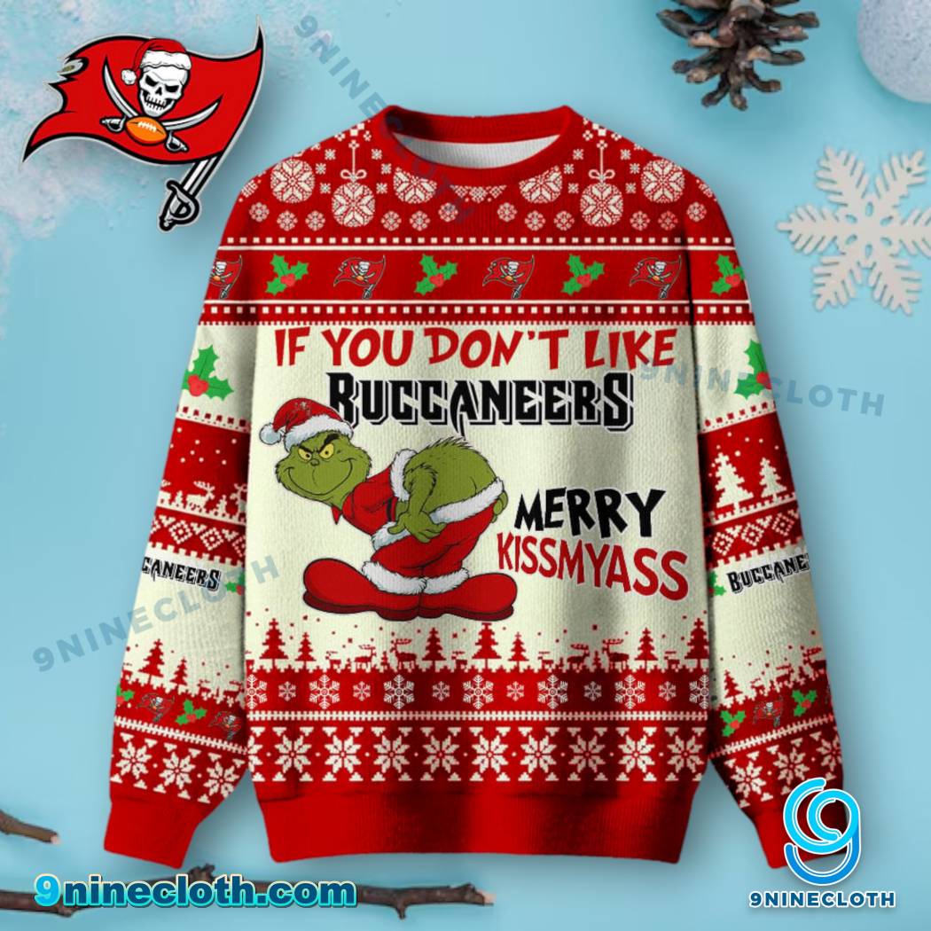 Tampa Bay Buccaneers Grinch Merry Kissmyass Ugly Christmas Sweater 1nCHbsw