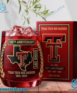 Texas Tech Red Raiders 100th Anniversary 1925-2025 Whiskey Glass g8qCtc9