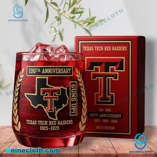 Texas Tech Red Raiders 100th Anniversary 1925-2025 Whiskey Glass g8qCtc9