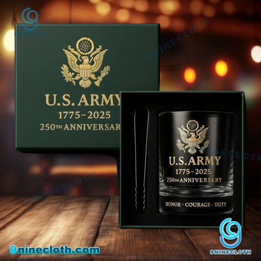 U.S. Army 250th Anniversary Honor Courage Duty Whiskey Glass fhe7ziq