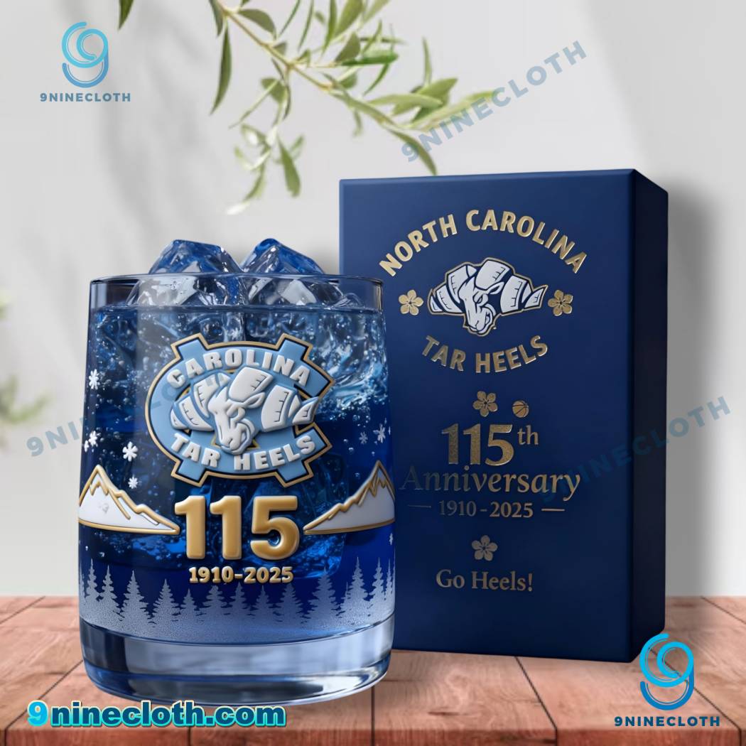 UNC Tar Heels 115th Anniversary 1910-2025 Whiskey Glass OYaWity