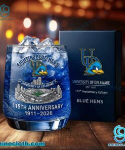 University Of Delaware Fightin' Blue Hens 115th Anniversary Whiskey Glass hIQwyx2