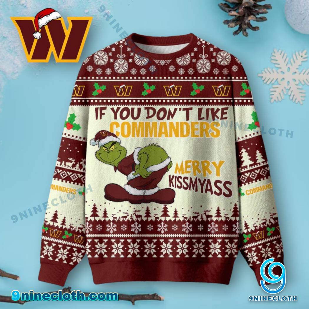 Washington Commanders Grinch Merry Kissmyass Ugly Christmas Sweater fmnpcuV