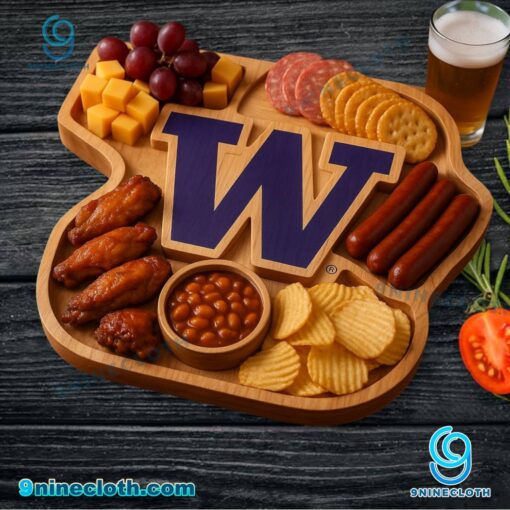 Washington Huskies NCAA Wooden Charcuterie Board mJ3rik1