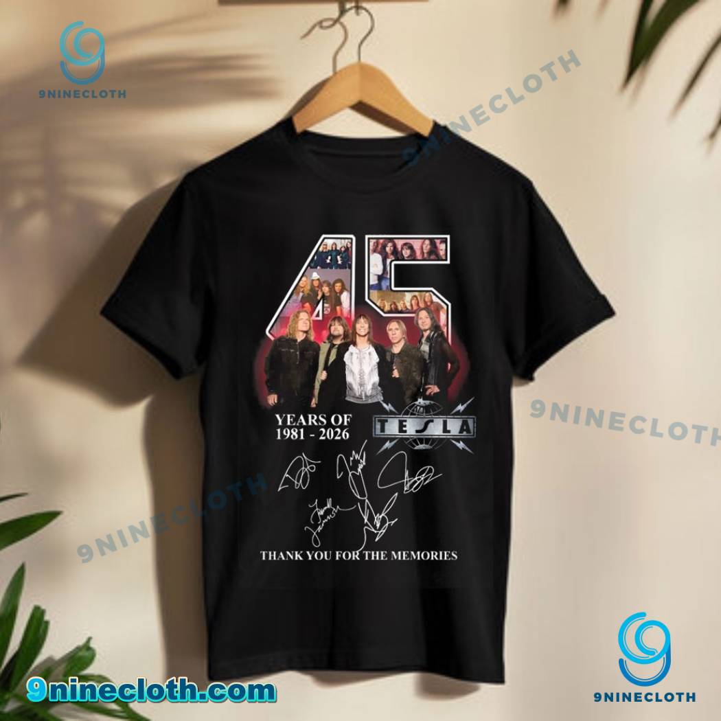 45 Years Of Tesla 1981-2026 Signatures T-shirt-b T5Pr8fE