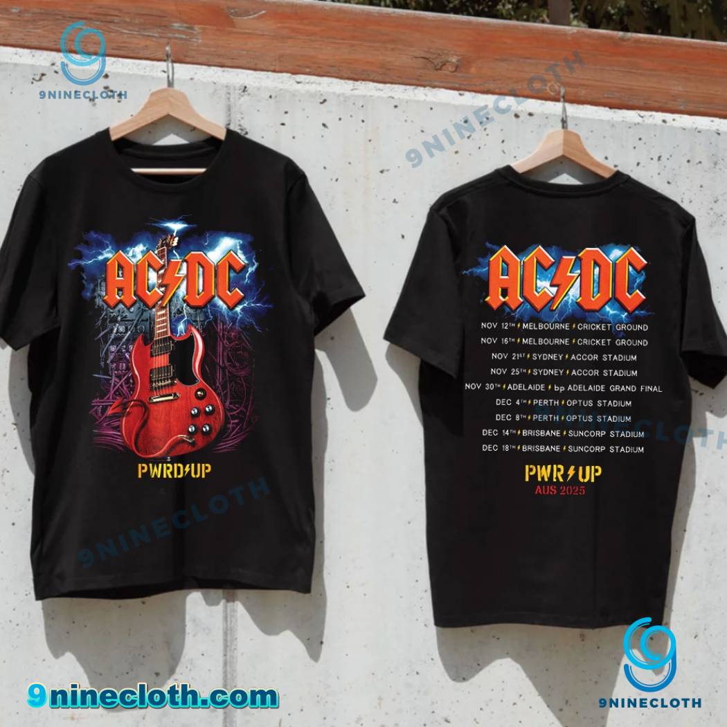 ACDC Angus Gibson Guitar PWR UP Aus 2025 T-shirt U3nyYWi