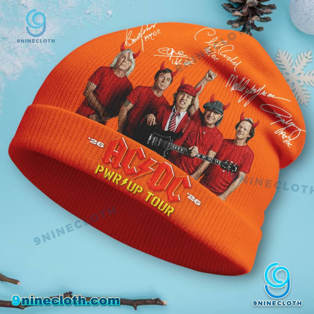 ACDC Pwr Up Tour 2026 Signatures Beanie Hat-a KXabpum