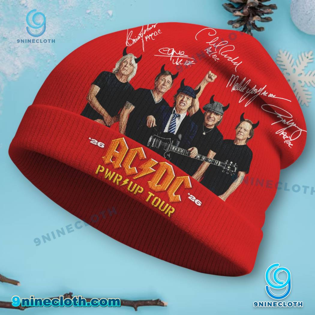 ACDC Pwr Up Tour 2026 Signatures Beanie Hat-b YteWgzp